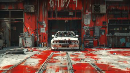 Retro BMW M3 E30 in Neon Garage wallpaper