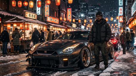 Midnight Drift in Neon Alley wallpaper