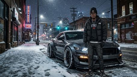 Snowy Anime Street Style wallpaper