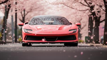 Coral Ferrari in Cherry Blossoms wallpaper