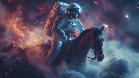 Cosmic Rider in a Starry Dreamscape wallpaper