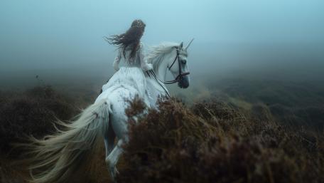Misty Maid of Orleans on Unicorn Steed wallpaper