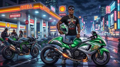 Neon Street Rider at Midnight wallpaper