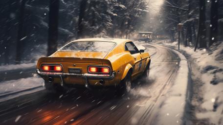 Winter Mustang Drift wallpaper