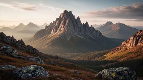 Majestic Mountain Dawn Panorama wallpaper