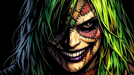 Patchwork Villain with Neon Green Hair wallpaper