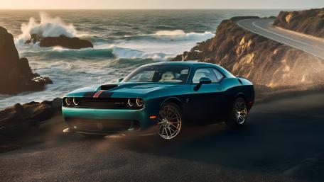 Coastal Muscle Car Sunset Drive wallpaper
