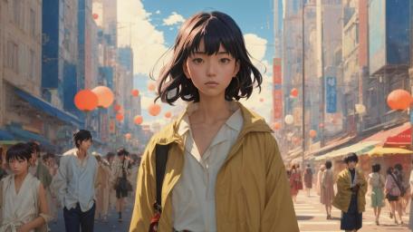 Sunlit Anime Street Dream wallpaper