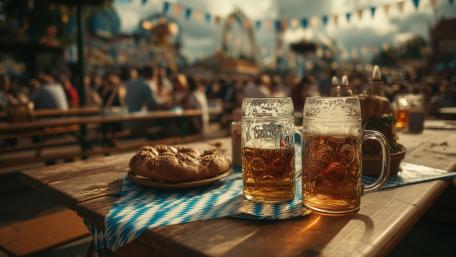 Festive Beer Garden Feast wallpaper