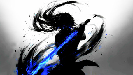 Blue Blade Wielder in Motion wallpaper