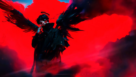Dark Angel Rising in Crimson Mist wallpaper