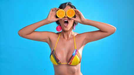 Playful Summer Bikini Portrait wallpaper