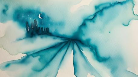 Moon Over the Mistbound City wallpaper