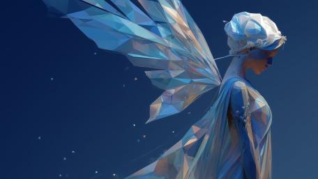 Geometric Angel in Blue Light wallpaper