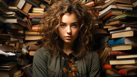 Curious Scholar in a Hidden Library wallpaper