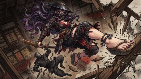Fierce Samurai Girl Breaks Through Darkness wallpaper