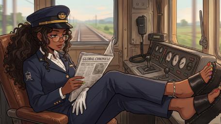 Elegant Railway Conductor at Ease wallpaper