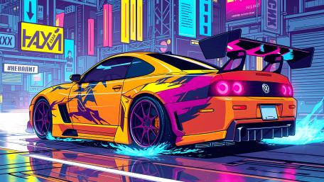 Neon Drift Volkswagen Beast wallpaper