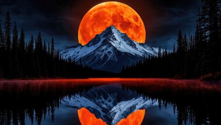Blood Moon Over Silent Peak wallpaper