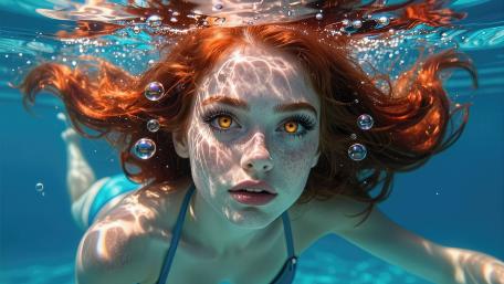 Underwater Gaze in Sunlit Blue wallpaper
