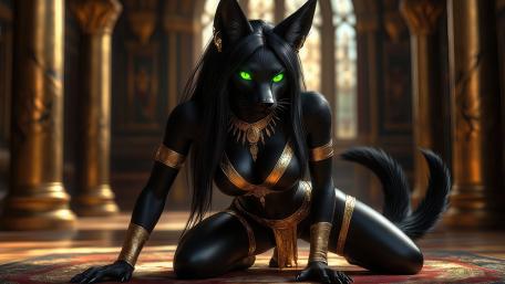 Mystic Anubis Guardian in Golden Temple wallpaper