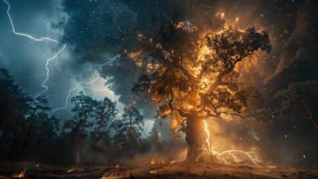 Stormfire Beneath the Thunderclouds wallpaper