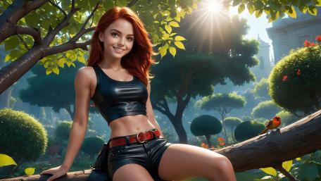 Radiant Red Hair Garden Dream wallpaper