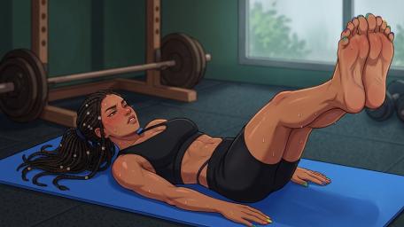 Anime Fitness Warrior on the Mat wallpaper