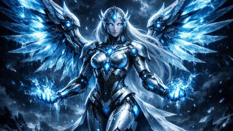 Cybernetic Ice Angel Guardian wallpaper