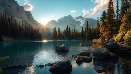 Sunrise Over Alpine Lake wallpaper