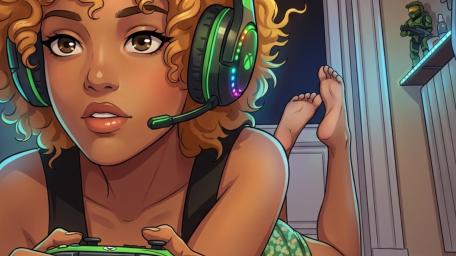 Cozy Gamer Girl at Play wallpaper