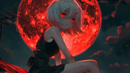 Blood Moon Anime Girl wallpaper