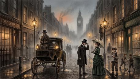 Foggy Victorian London Streets wallpaper