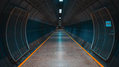 Futuristic Subway Tunnel Walkway wallpaper