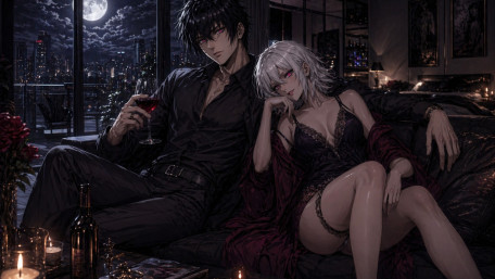 Midnight Vampire Romance in Gothic Anime wallpaper