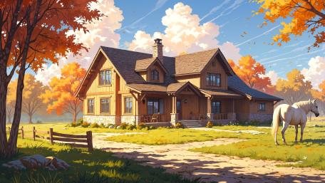 Autumn Farmhouse Serenity wallpaper
