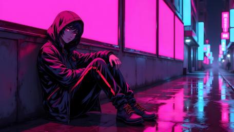 Neon Alley Solitude wallpaper