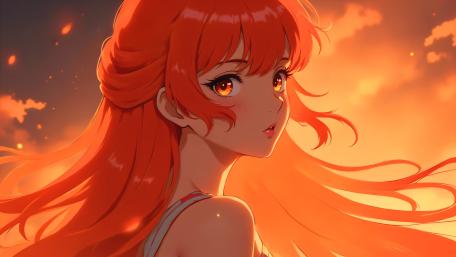 Fiery Anime Sunset Portrait wallpaper