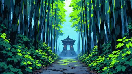 Enchanted Temple Path Through the Jungle wallpaper