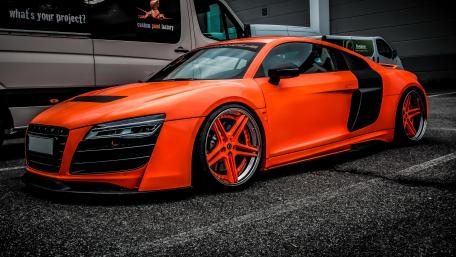 Aggressive Orange Audi R8 Street Beast wallpaper