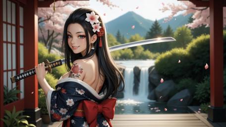Cherry Blossom Samurai Princess wallpaper