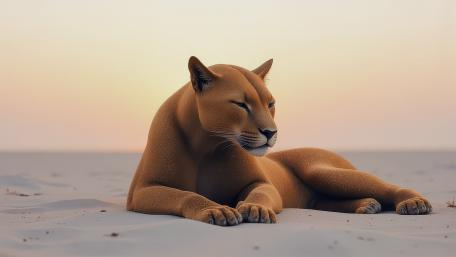Resting Cougar at Sunset wallpaper