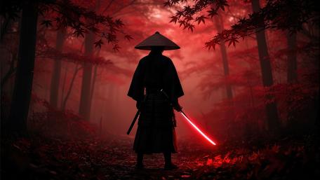 Crimson Ronin in the Shadow Forest wallpaper