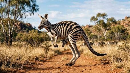Bouncing Zebra Kangaroo Surprise wallpaper