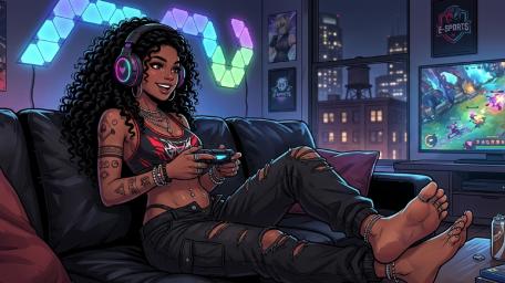 Neon Gamer Girl Chillout wallpaper