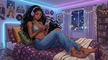 Lofi Anime Night Relaxation wallpaper