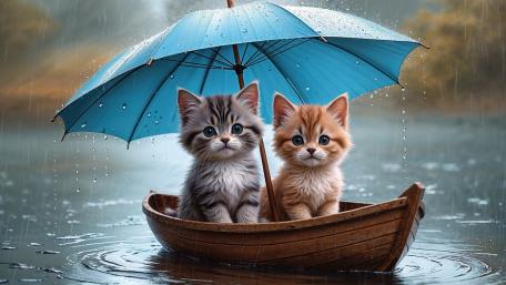 Rainy Kitten Voyage wallpaper