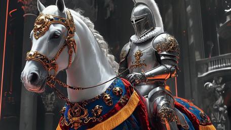 Noble Knight on White Stallion wallpaper
