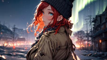 Aurora Wrapped Winter Wanderer wallpaper