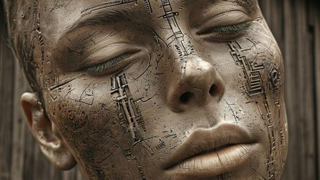 Dreaming Bronze Face Sculpture wallpaper